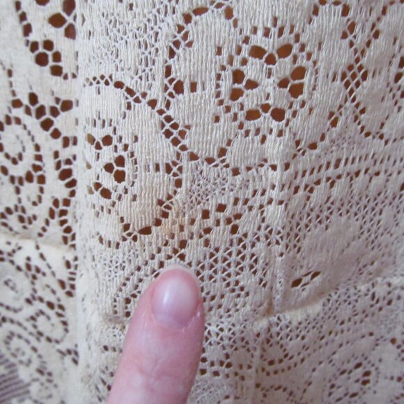 Floral Lace Tablecloth ~ Beige Lace Rectangle 87 x 65 ~ Beautiful! - Picture 16 of 16